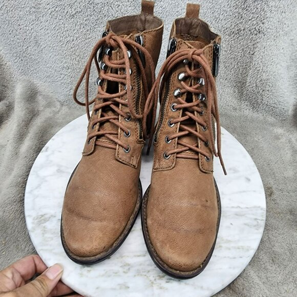 Sam Edelman Shoes Womens Size 6 Mackay Brown Leather Lace Up Boots *GUC* - Picture 3 of 11